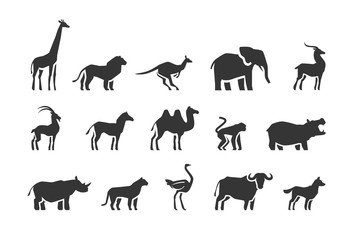 Animals vector icons set - obrazy, fototapety, plakaty
