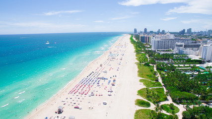 Naklejka premium Miami Beach Widok z lotu ptaka. Południowa plaża. Floryda.