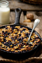 Baked Oatmeal in a pig-iron frying pan