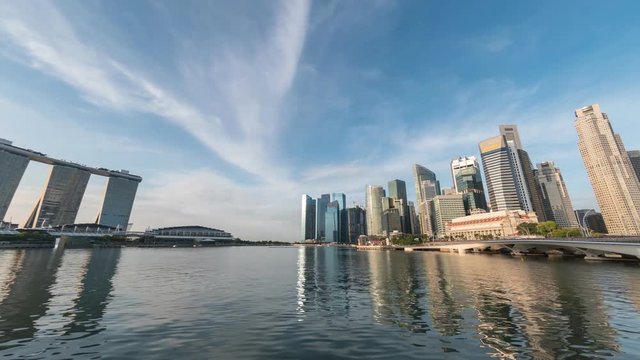 Singapore city skyline at Marina Bay, 4K Time lapse
