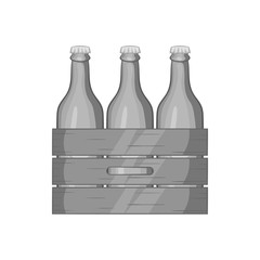 Box of beer icon in black monochrome style isolated on white background. Alcoholic beverage symbol vector illustration