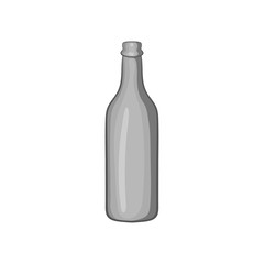 Beer bottle icon in black monochrome style isolated on white background. Alcoholic beverage symbol vector illustration