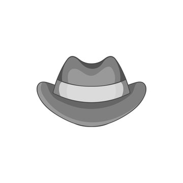 Hat icon in black monochrome style isolated on white background. Headdress symbol vector illustration