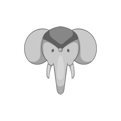 Indian elephant icon in black monochrome style isolated on white background. Animals symbol vector illustration