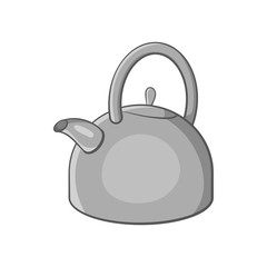 Kettle icon in black monochrome style isolated on white background. Utensils symbol vector illustration