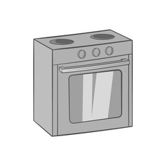 Gas stove icon in black monochrome style isolated on white background. Appliances symbol vector illustration