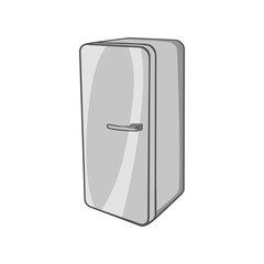 Refrigerator icon in black monochrome style isolated on white background. Kitchen appliances symbol vector illustration
