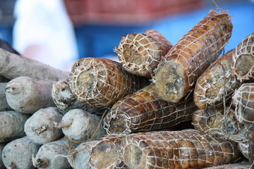 Italian salame on market, for sale
