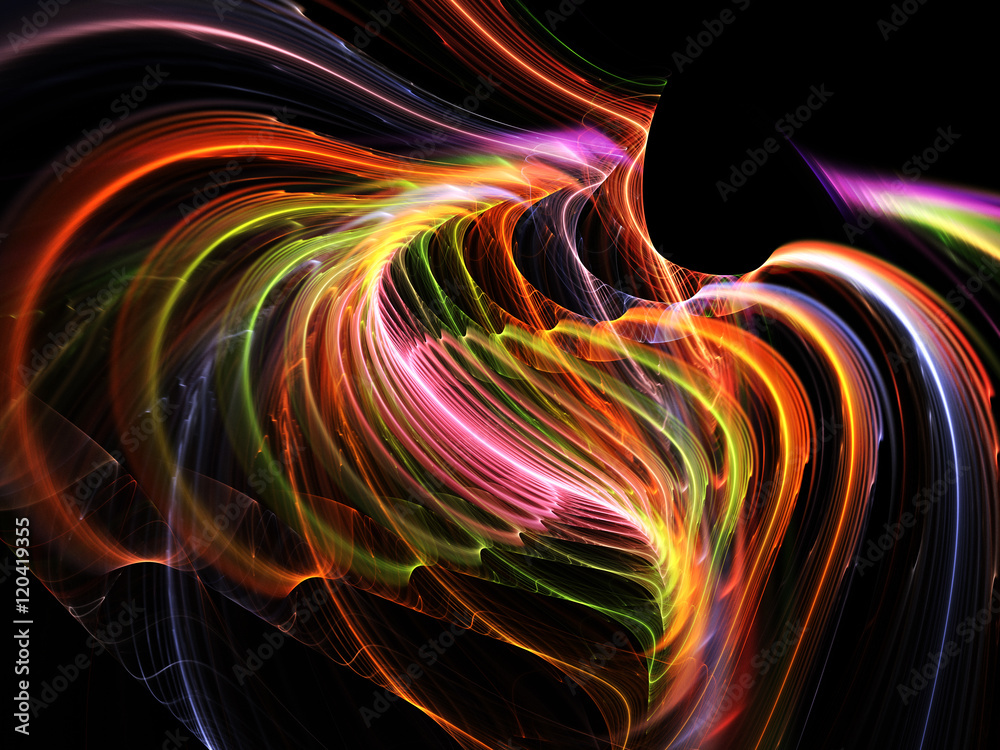 Poster unreal color fractal on a black