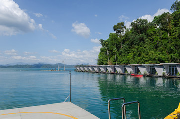 Ferry port and  watercycle in Ratchaprapha Dam, Khao Sok Nationa