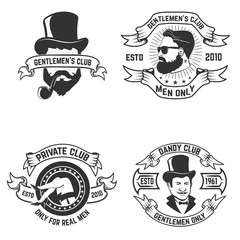 Obraz premium Set of mens club labels. Private men's club. Design element for