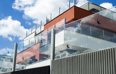 Residential building with glass fence