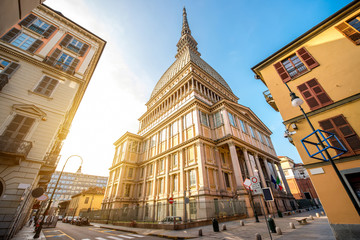 Mole Antonelliana museum building, the symbol of Turin city in Piedmont region in Italy - obrazy, fototapety, plakaty