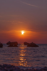 Naklejka na ściany i meble Beautiful sunset on the sea at twilight times 
