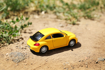 Close up of toy car on ground