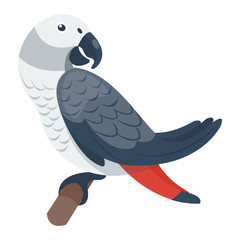 Cartoon parrot wild animal bird. Tropical parrot feather zoo bird, tropical fauna macaw flying ara. Cartoon exotic bird vector illustration.