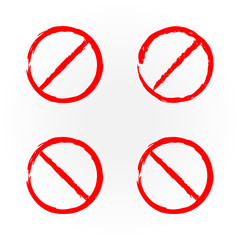 Set of templates for design red prohibition signs. Four elements.