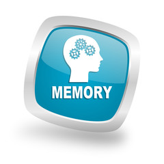 memory square blue glossy chrome silver metallic web icon