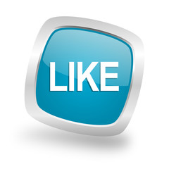 like square blue glossy chrome silver metallic web icon