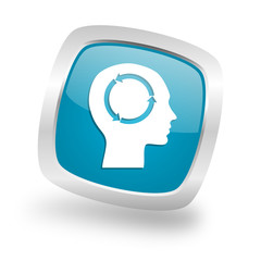 head square blue glossy chrome silver metallic web icon