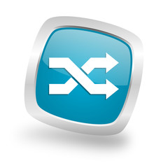 aleatory square blue glossy chrome silver metallic web icon