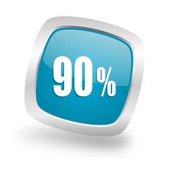 90 percent square blue glossy chrome silver metallic web icon