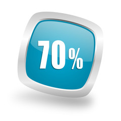 70 percent square blue glossy chrome silver metallic web icon