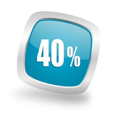 40 percent square blue glossy chrome silver metallic web icon