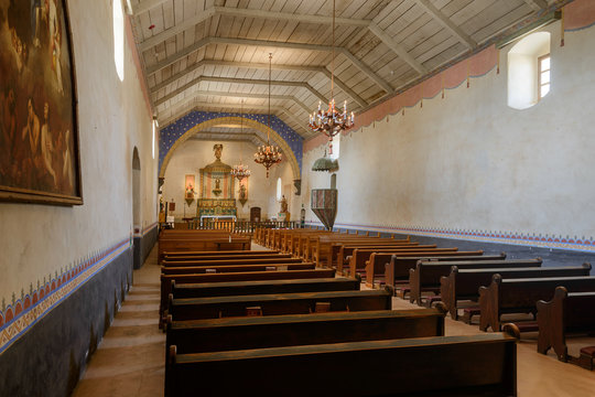 Interior of the Old Mission San Antonio de Padua in Jolon, California