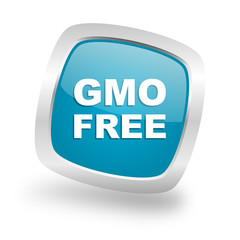 gmo free square blue glossy chrome silver metallic web icon