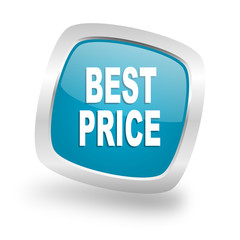 best price square blue glossy chrome silver metallic web icon