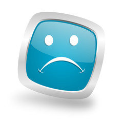 cry square blue glossy chrome silver metallic web icon