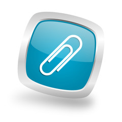 paperclip square blue glossy chrome silver metallic web icon
