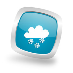 snowing square blue glossy chrome silver metallic web icon
