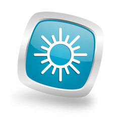 sun square blue glossy chrome silver metallic web icon