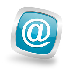 email square blue glossy chrome silver metallic web icon