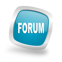 forum square blue glossy chrome silver metallic web icon