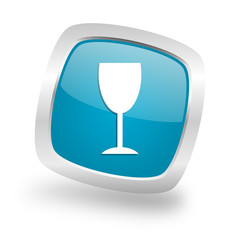 alcohol  square blue glossy chrome silver metallic web icon