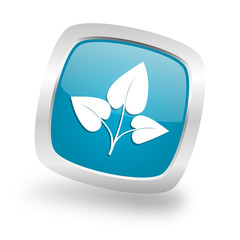 leaf square blue glossy chrome silver metallic web icon