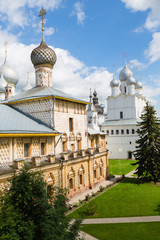 Fototapeta na wymiar Ancient temples of Rostov Kremlin of Rostov Great