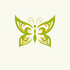 Eco green icon symbol of butterfly