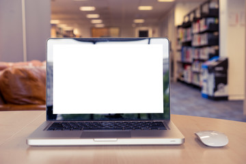 Laptop blank screen in the library and office