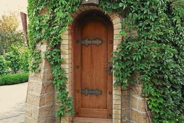 Fototapeta na wymiar Wooden gate, closeup