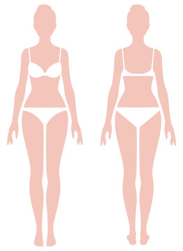 Female body in full length measurement parameters for clothes St