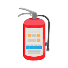 Fire extinguisher with manual and tube. Vector illustration.