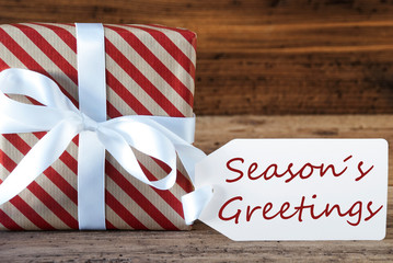 Present With Label, Text Seasons Greetings