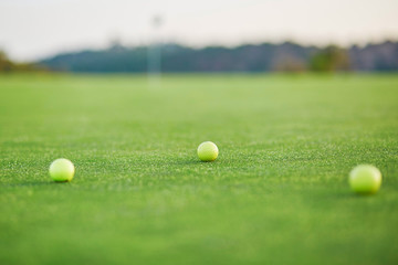 Closeup of golf ball on green