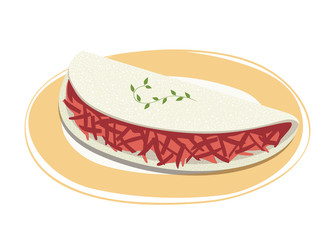 Tapioca filled with dried meat on a plate