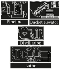 a set of four images of a technological industrial machine