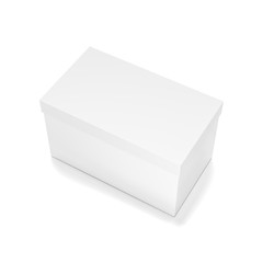 Fototapeta premium White horizontal rectangle blank box with cover from top side closeup angle.